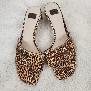 NEW Louise et Cie Merric Leopard Print Genuine Calf Fur Open Toe Mule Sandal